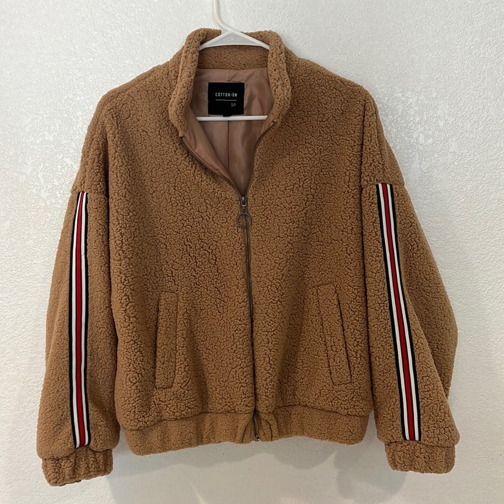 Cotton On Teddy Zip Up Jacket- Brown - New- Size S/P